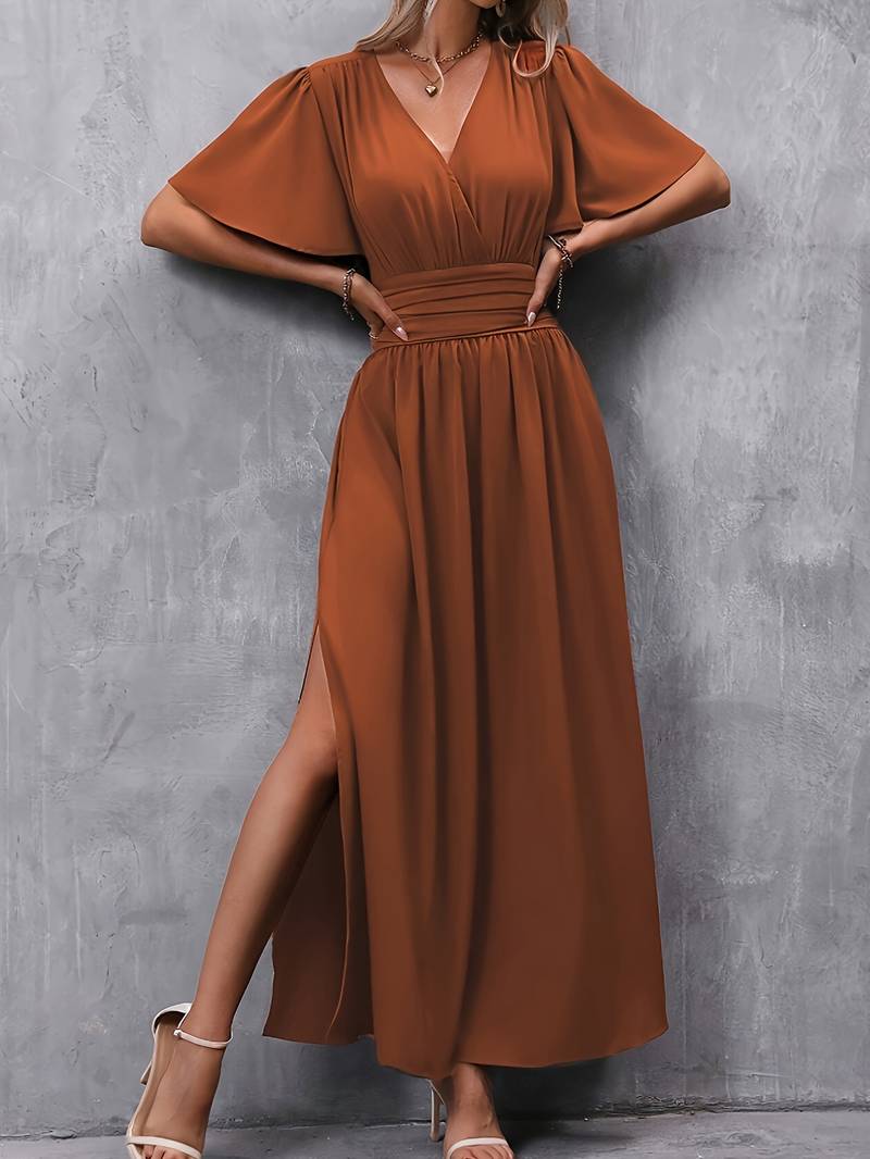 Juliet – kleid mit rüschenkragen und plissierter taille