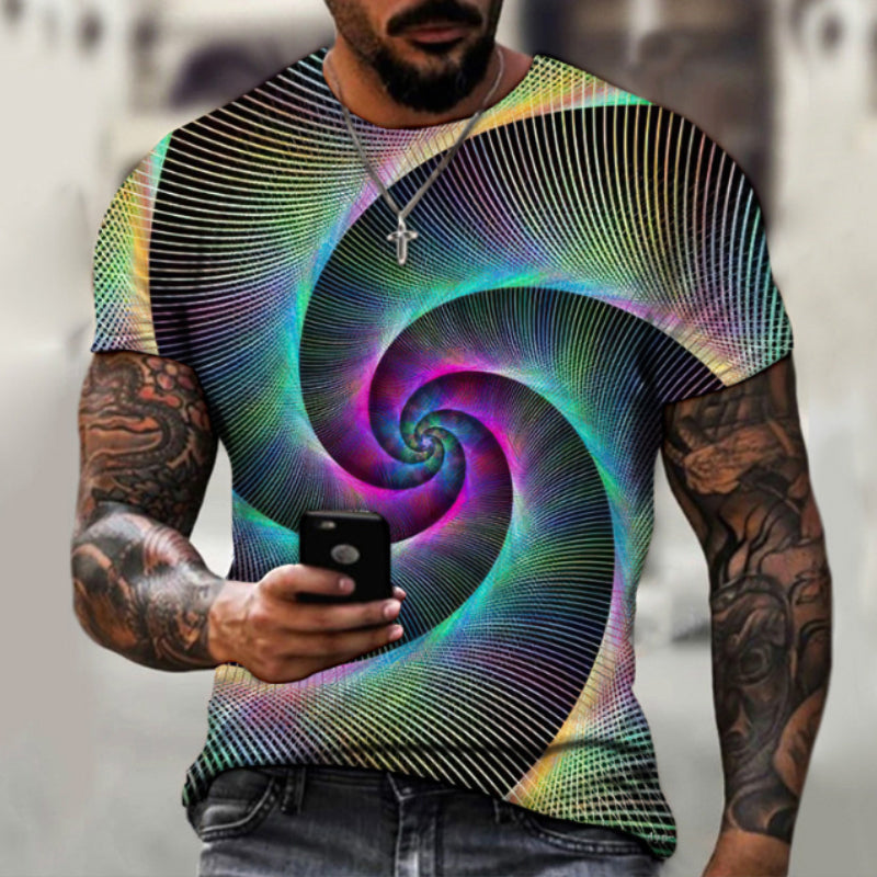 Lässiges Kurzärmliges T-Shirt mit 3D-Digitaldruck für Herren