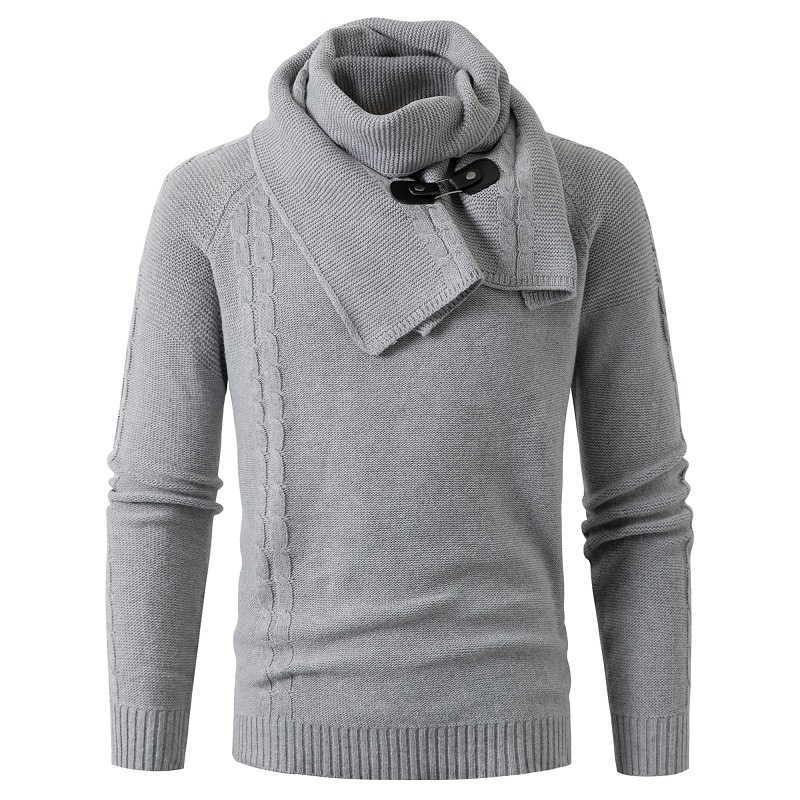 Maxwell Schlanker Rundhals Pullover mit Abnehmbarem Schal