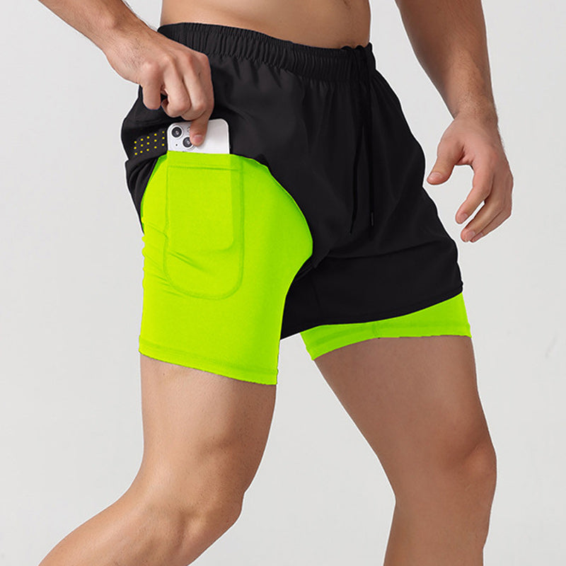 Atmungsaktive Doppelschicht-Sportshorts