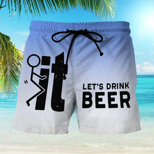 Bedruckte Strandshorts mit Buchstaben für Herren