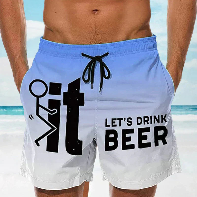 Bedruckte Strandshorts mit Buchstaben für Herren