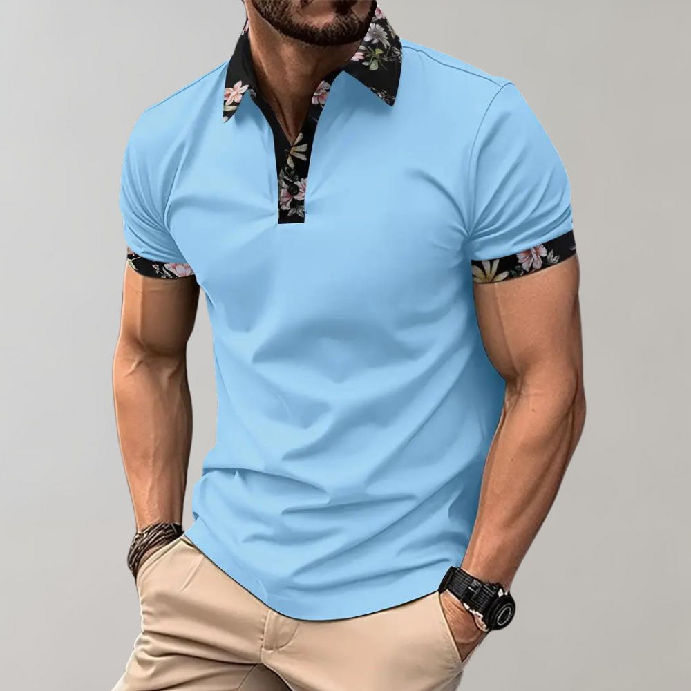 Herren-Poloshirt mit Blumendruck