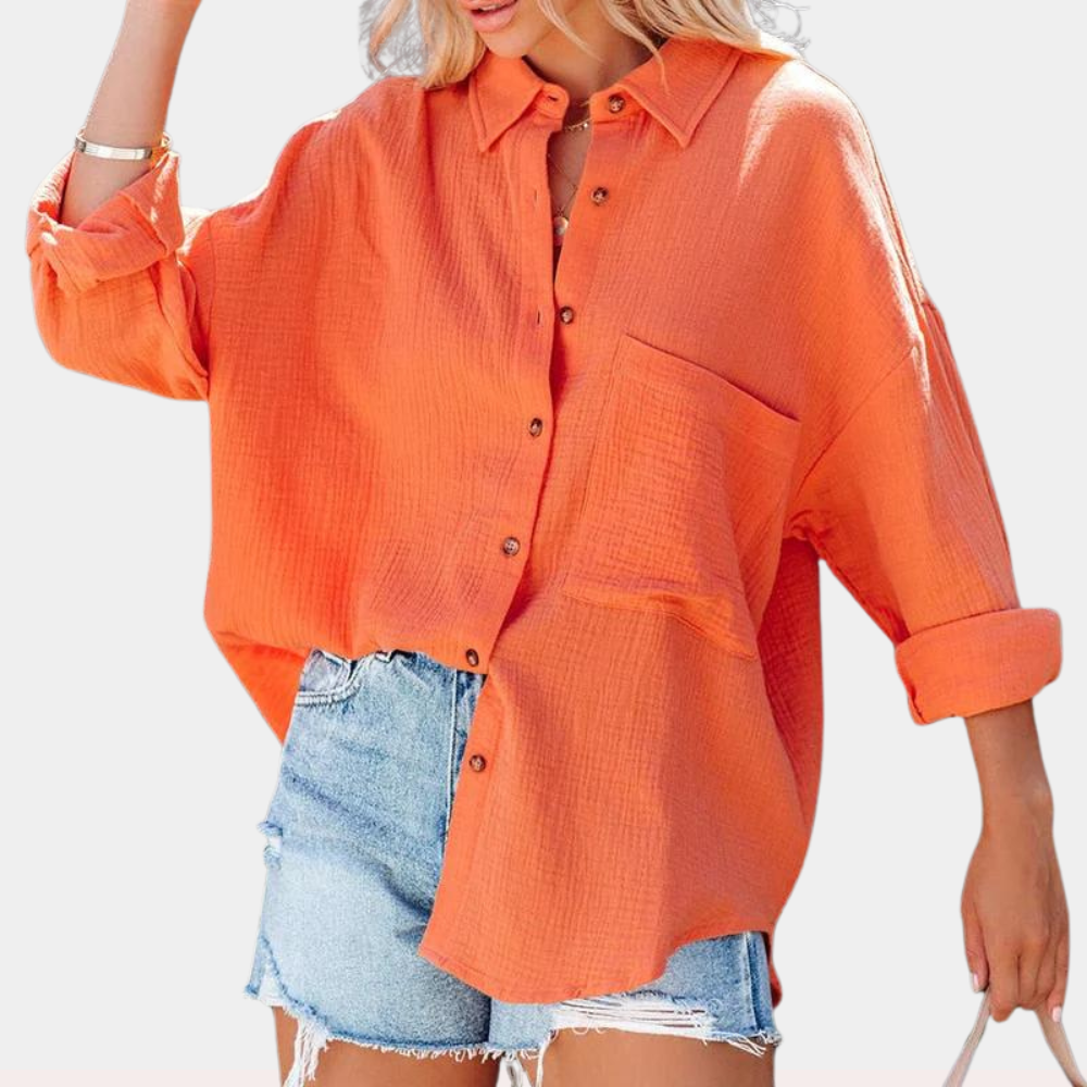 Lässige Damen Sommerbluse mit Tasche