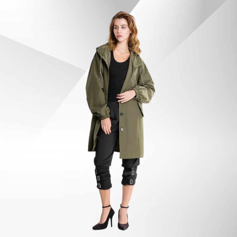 Chloe Damen Trenchcoat | Damenmantel mit Kapuze