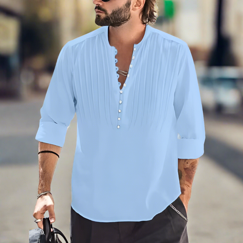 Fabian – Stylisches Sommershirt mit V-Ausschnitt und Knopfverschluss