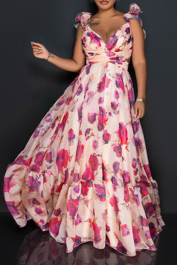 Blumenpracht Eleganz Maxikleid