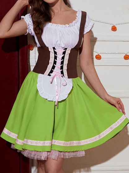 Amalia | Einfaches Dirndl aus Leinenmischung in Kontrastfarbe