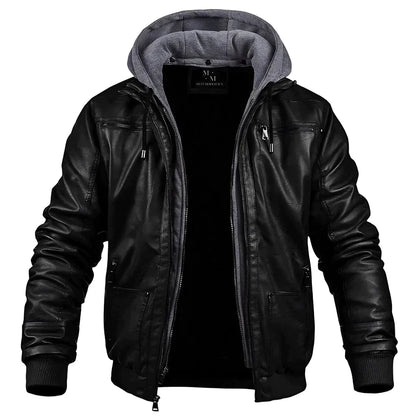 Brayden™ | Premium-Lederjacke mit Kapuze