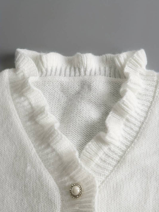 Maris | Einfarbiger Pullover mit V-Ausschnitt und Knopf