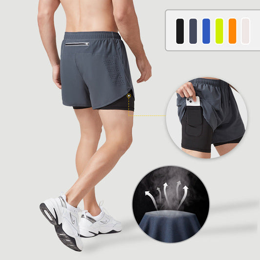 Atmungsaktive Doppelschicht-Sportshorts